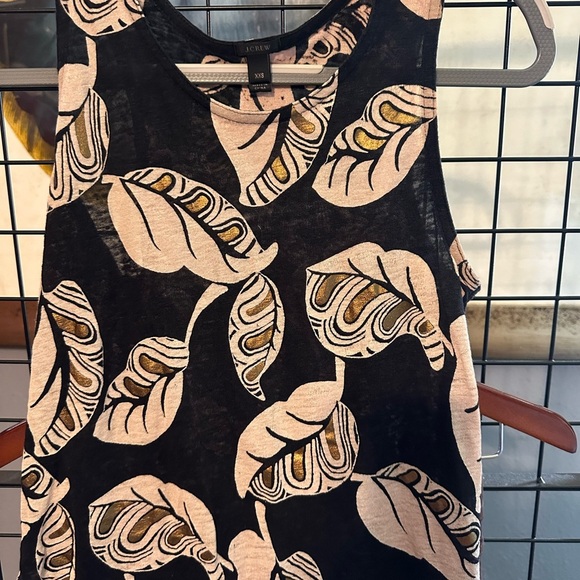 J. Crew Black and Cream Leaf Print Tank Top - Picture 2 of 5